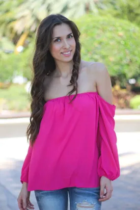 Hot Pink Off Shoulder Top