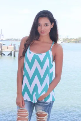 Jade Chevron Racerback Top