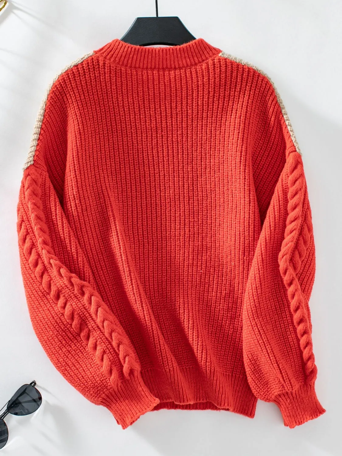 kesley Contrast Round Neck Long Sleeve Sweater