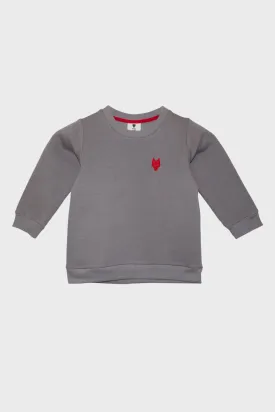 Kid’s sweater One Wolf, grey with red logo