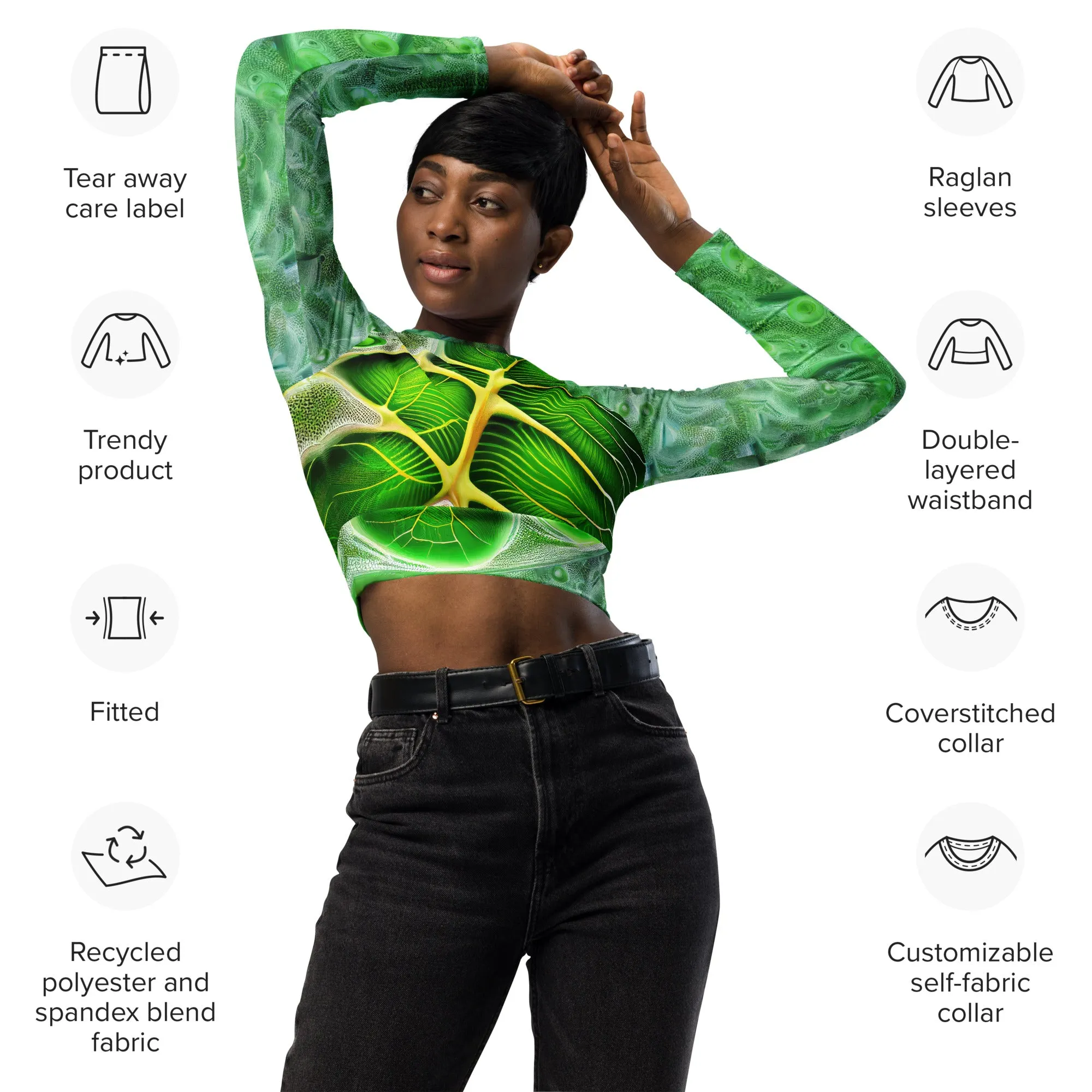 Long-Sleeve Crop Top Breathing in Green