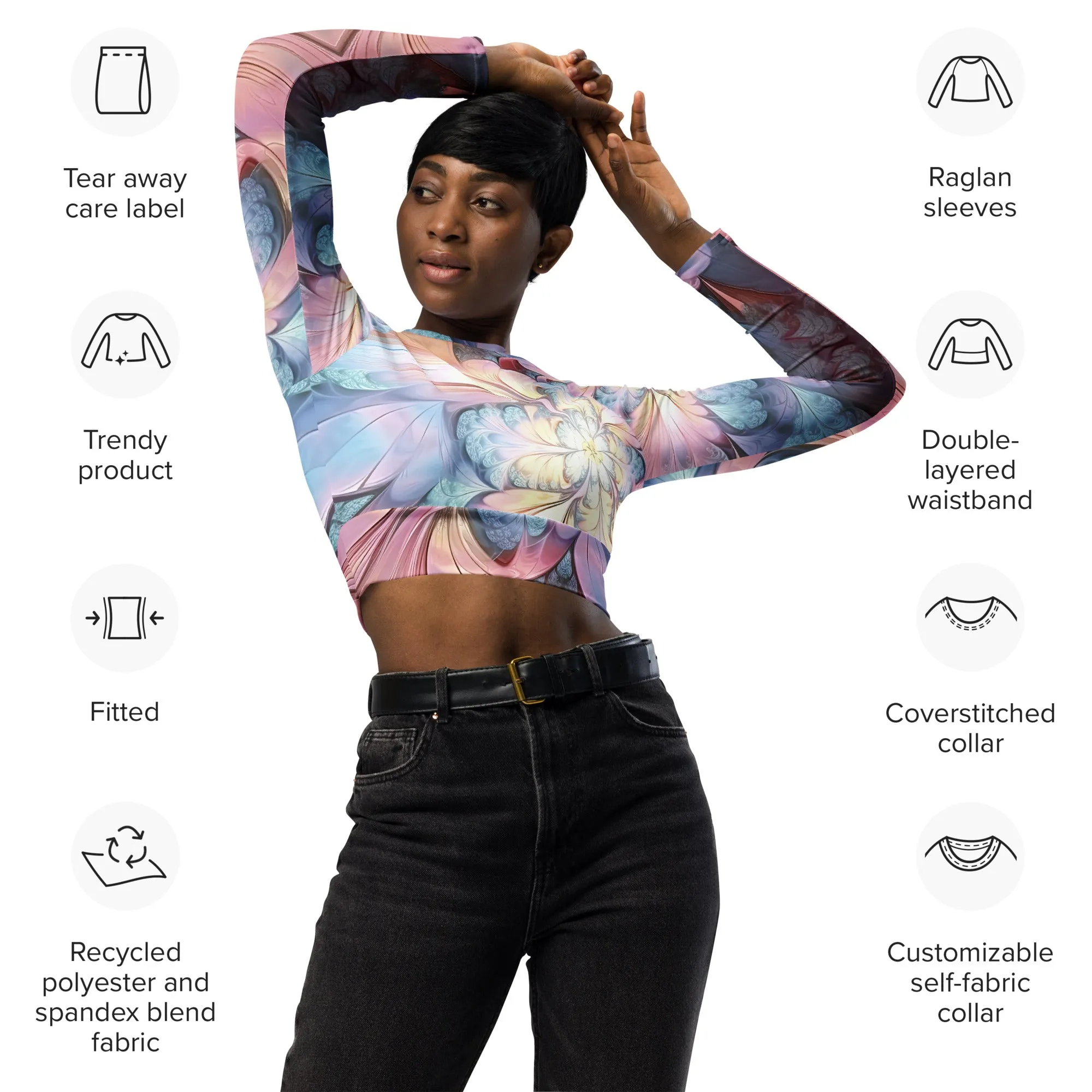 Long-Sleeve Crop Top Hidden Patterns