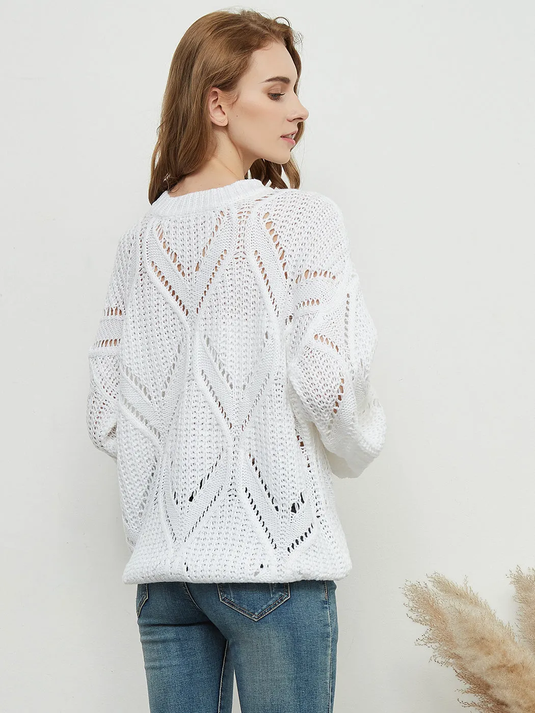 Long Sleeve Patterned Pullover Sweater