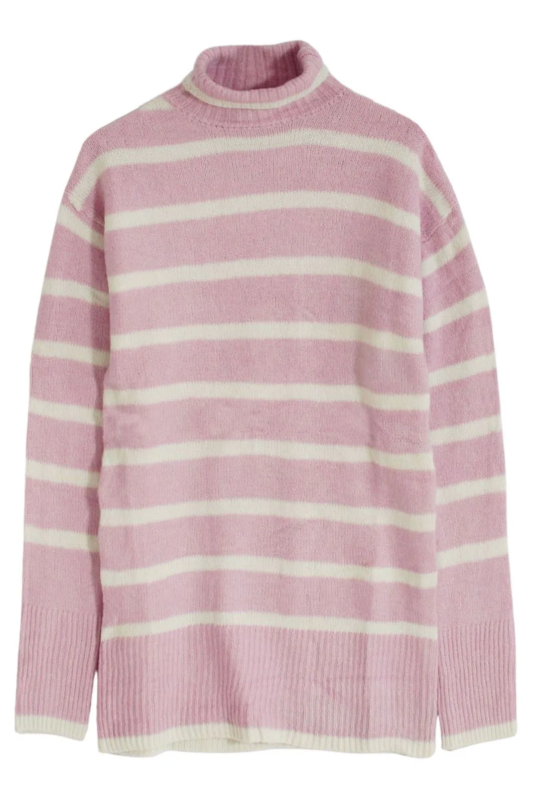 Longline Striped Roll Neck Jumper