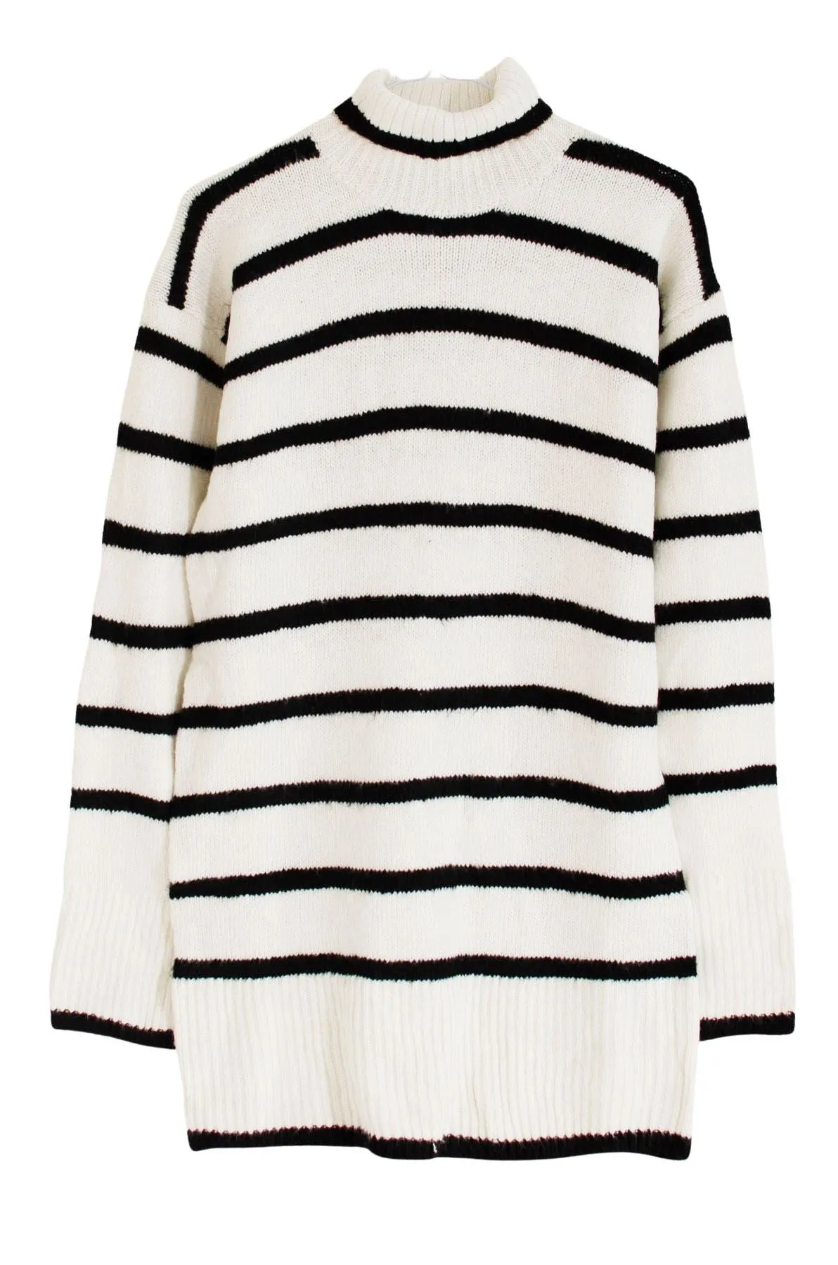 Longline Striped Roll Neck Jumper