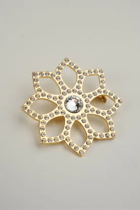 Lotus Single Flower Brooch In Gold-Plated