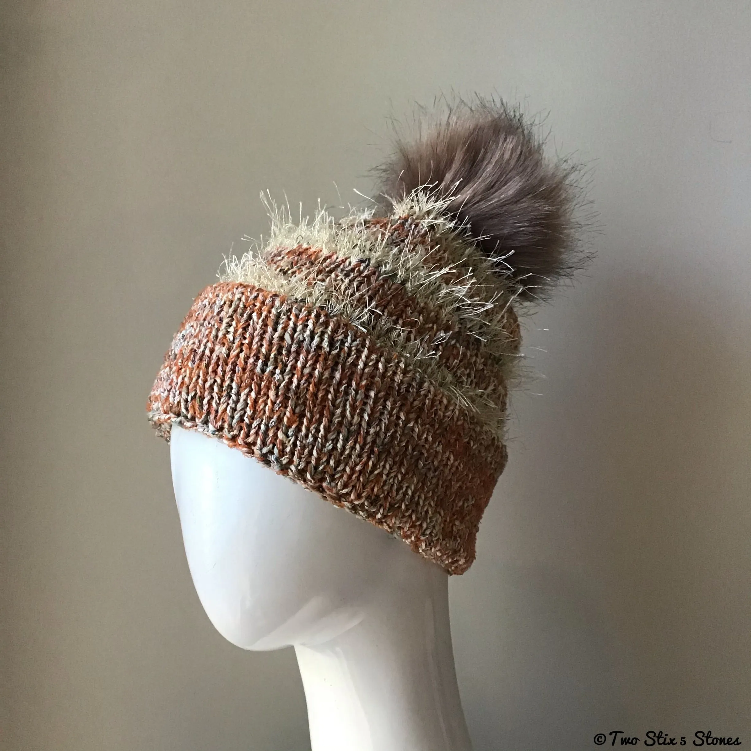 Luxe Banana Cream *Funky Tweeds* Beanie/Slouchy Beanie w/Pom Pom