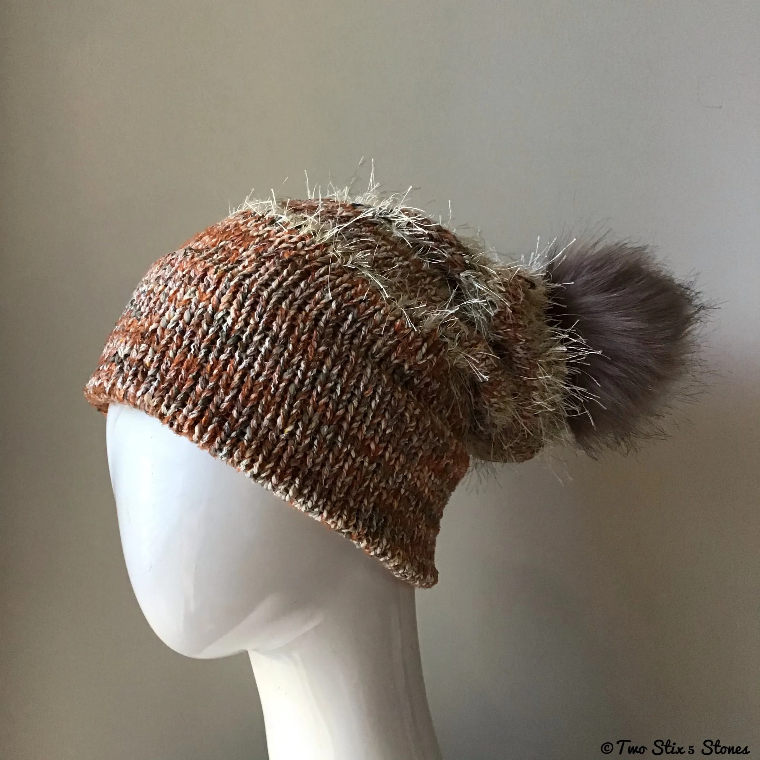 Luxe Banana Cream *Funky Tweeds* Beanie/Slouchy Beanie w/Pom Pom