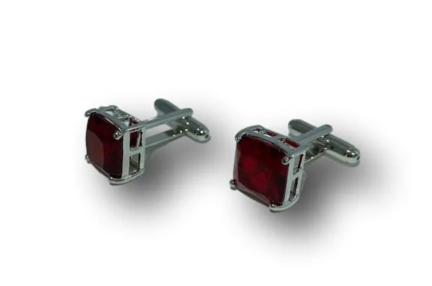 Luxurious Ruby Red Stone Cufflinks