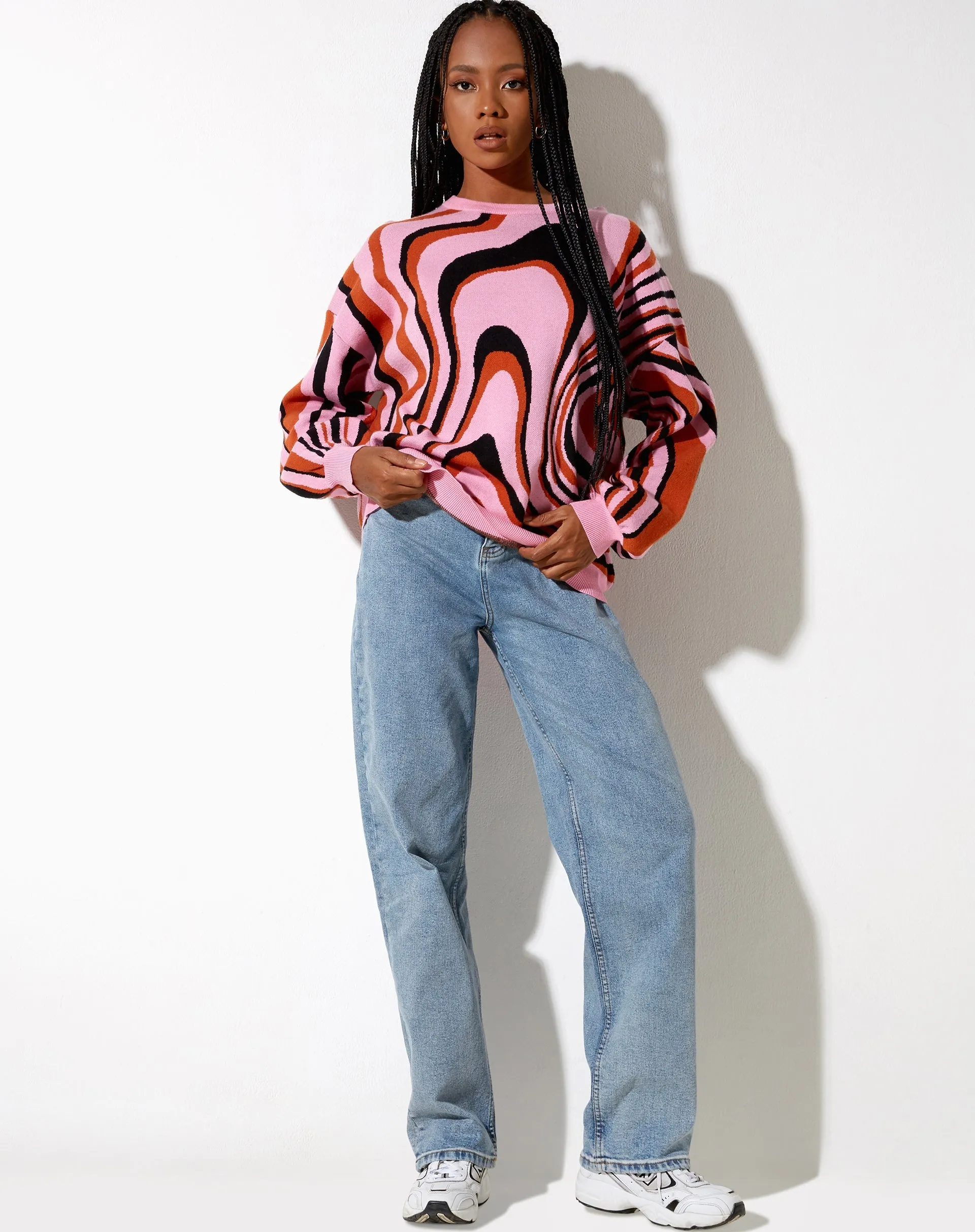 Mably Jumper in Mega Ripple Pink