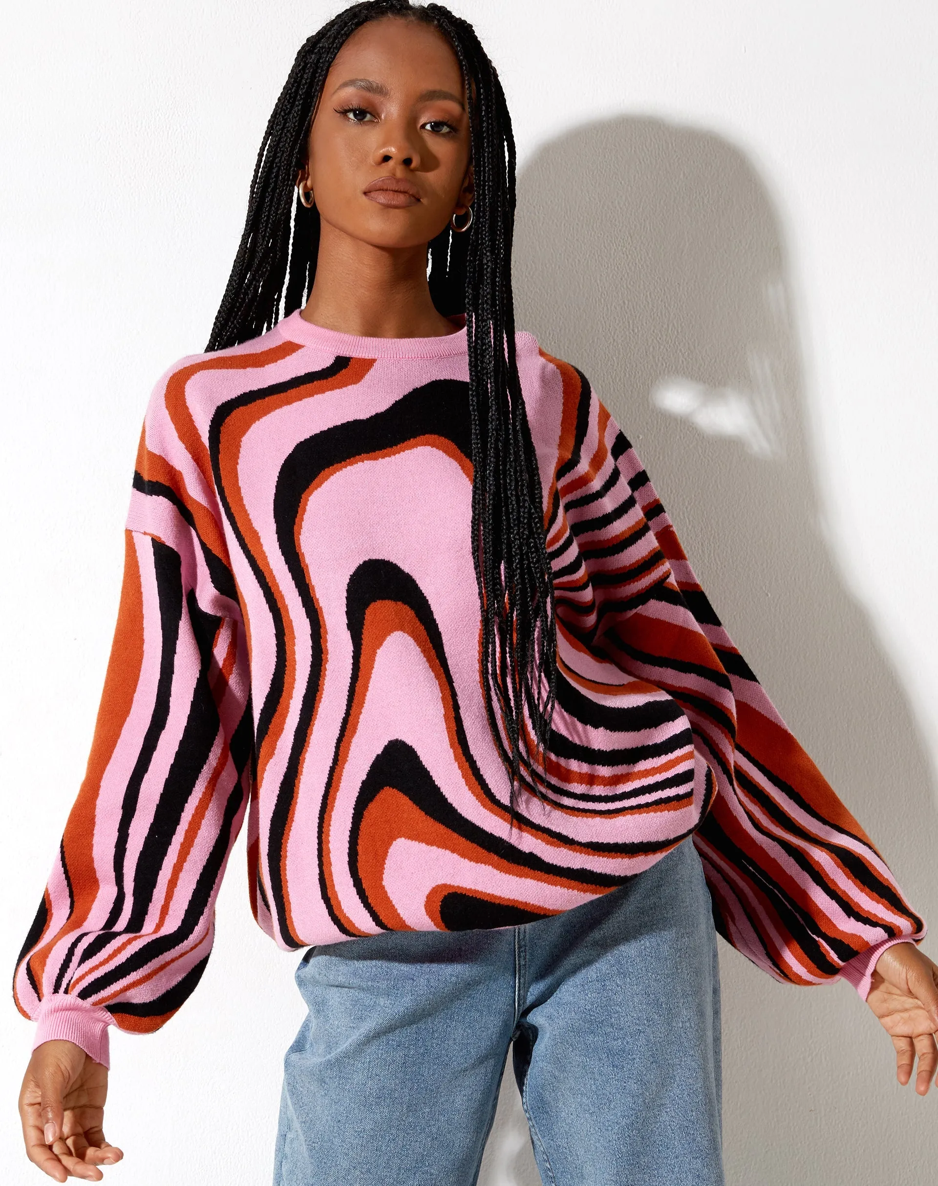 Mably Jumper in Mega Ripple Pink