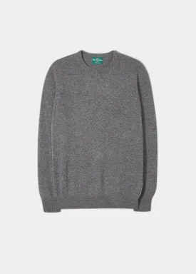 Men's Geelong Lambswool Crew Neck Jumper In Dark Grey - Regular Fit