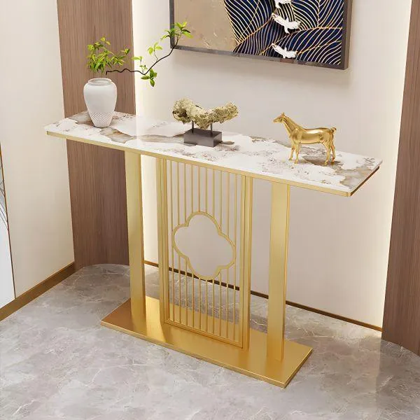 Modern Luxurious Console Table with White Marble Top - Elegant Design