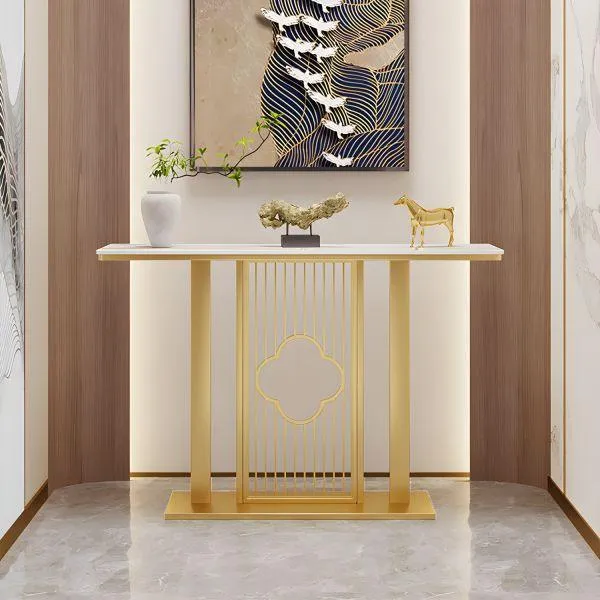 Modern Luxurious Console Table with White Marble Top - Elegant Design