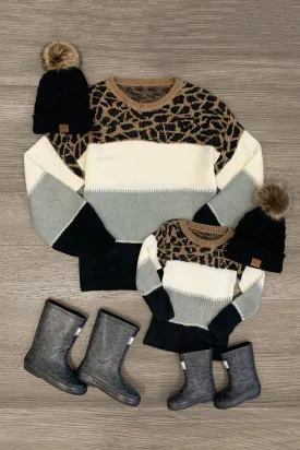 Mom & Me - Gray & Black Cheetah Sweater