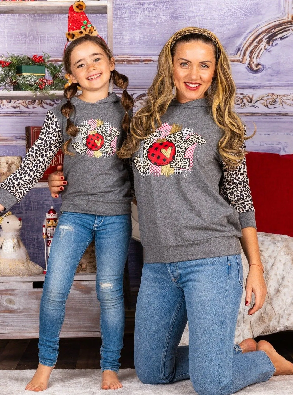 Mommy and Me Joy Leopard Raglan Hoodie