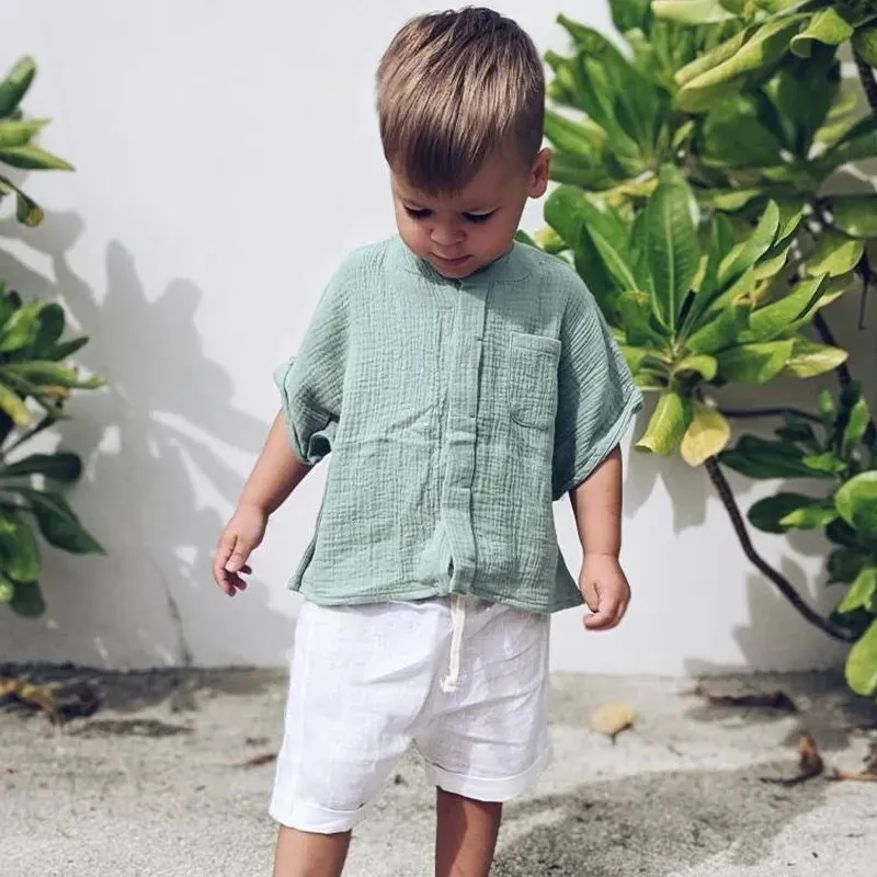 Muslin Boys Short-Sleeved Shirt