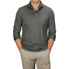 Muted Green Organic Cotton LS Polo Shirt