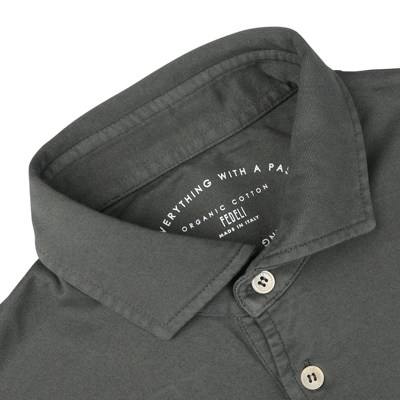 Muted Green Organic Cotton LS Polo Shirt