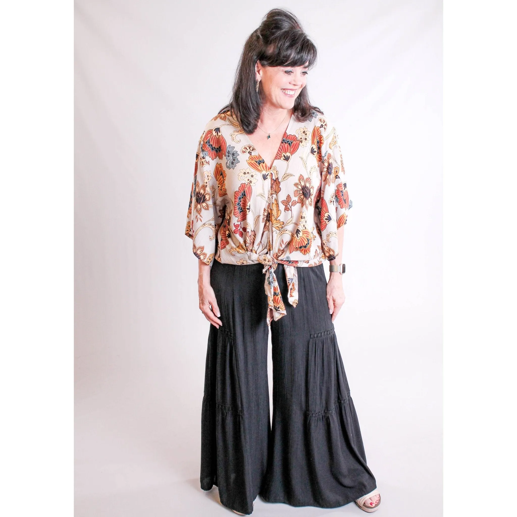 Nostalgia Wide Leg Pant with Lace Insert