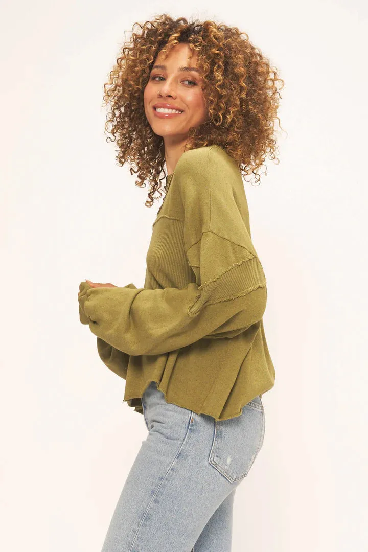 Project Social T Jai Olive Green Seamed Sweatshirt