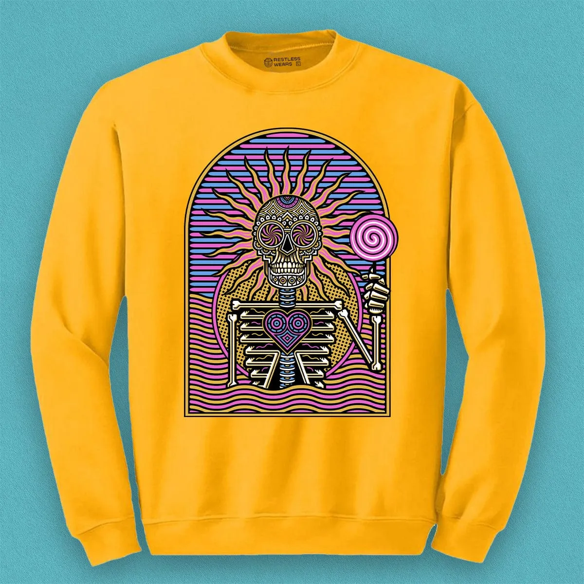 Psychedelic Skull Jumper (Yellow / XXL)