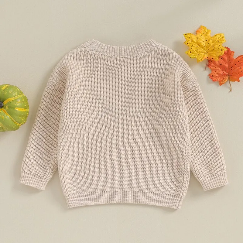 Pumpkin Embroidery Cable Knit Jumper