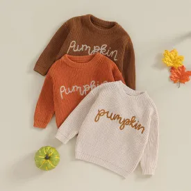 Pumpkin Embroidery Cable Knit Jumper