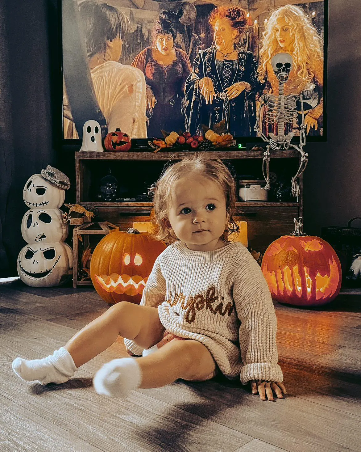 Pumpkin Embroidery Cable Knit Jumper