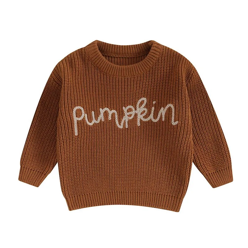 Pumpkin Embroidery Cable Knit Jumper