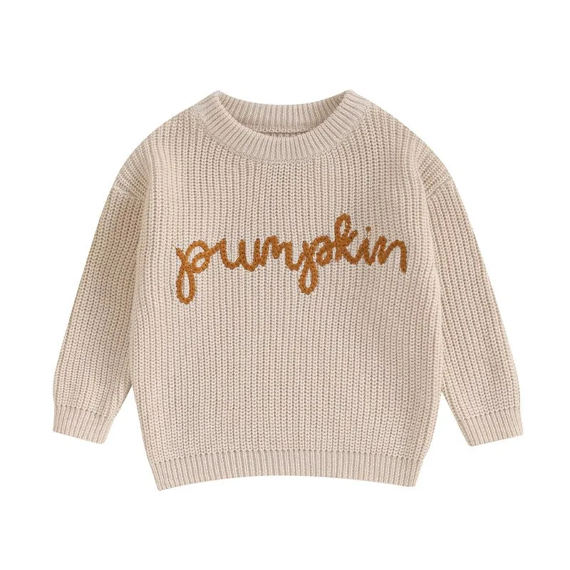 Pumpkin Embroidery Cable Knit Jumper