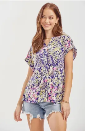 Purple Floral Dolman Top - #6861-6863