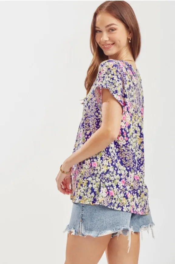 Purple Floral Dolman Top - #6861-6863