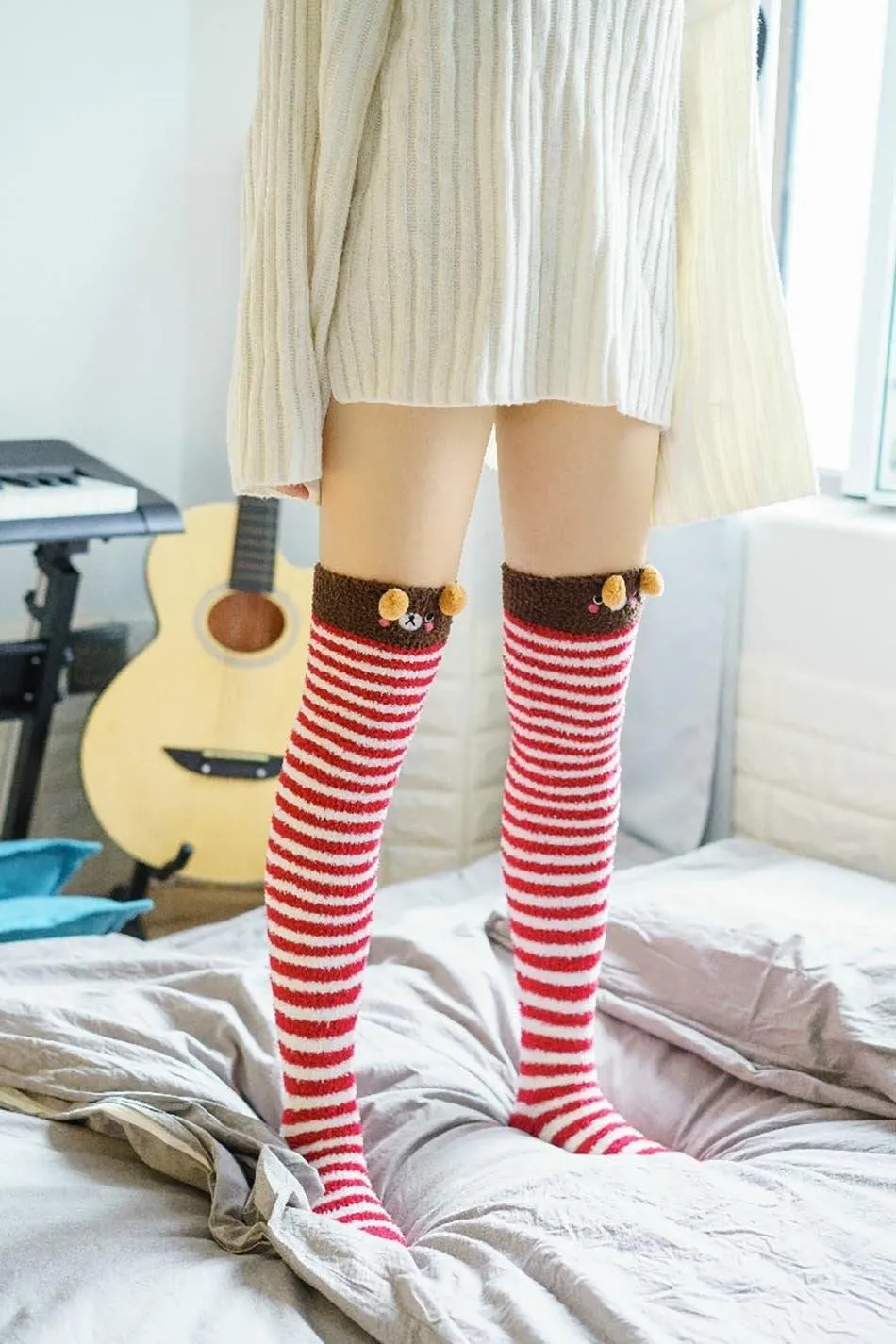 Red Bear Thigh Highs