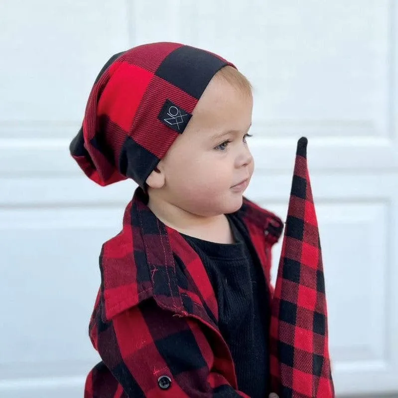 Red/Black Buffalo Plaid | Jersey Knit Beanie