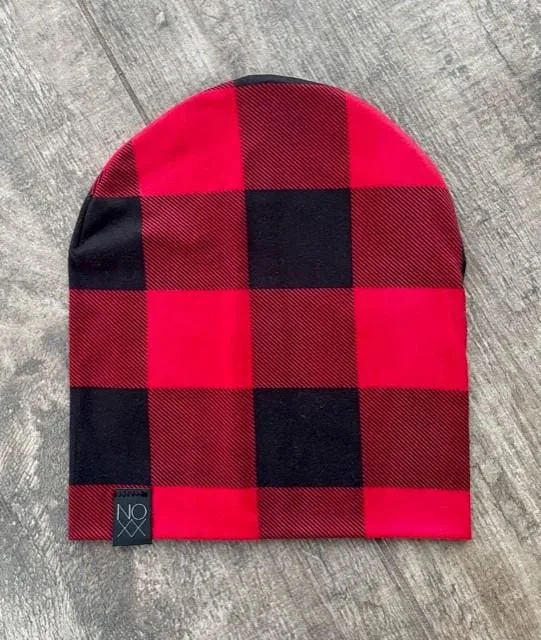 Red/Black Buffalo Plaid | Jersey Knit Beanie