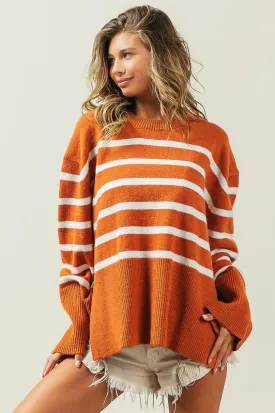 Ribbed Hem Stripe Sweater - online exclusive