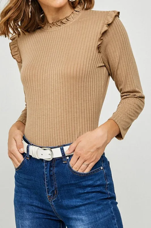 RIBBED MOCK NECK