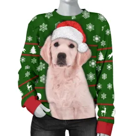 Santa Golden Retriever Womens Christmas Sweater