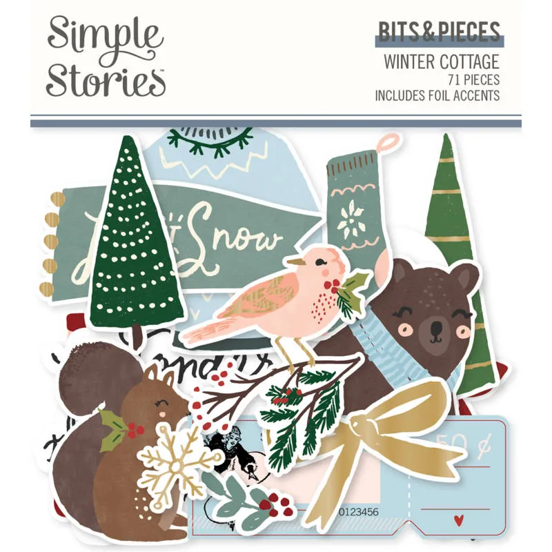 Simple Stories Winter Cottage Bits & Pieces Die-Cuts 71 pack