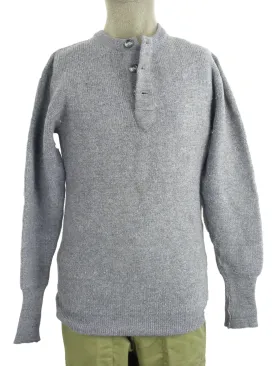 Swiss Army Grey Wool Jumper - Three Button Neck - Grade 1