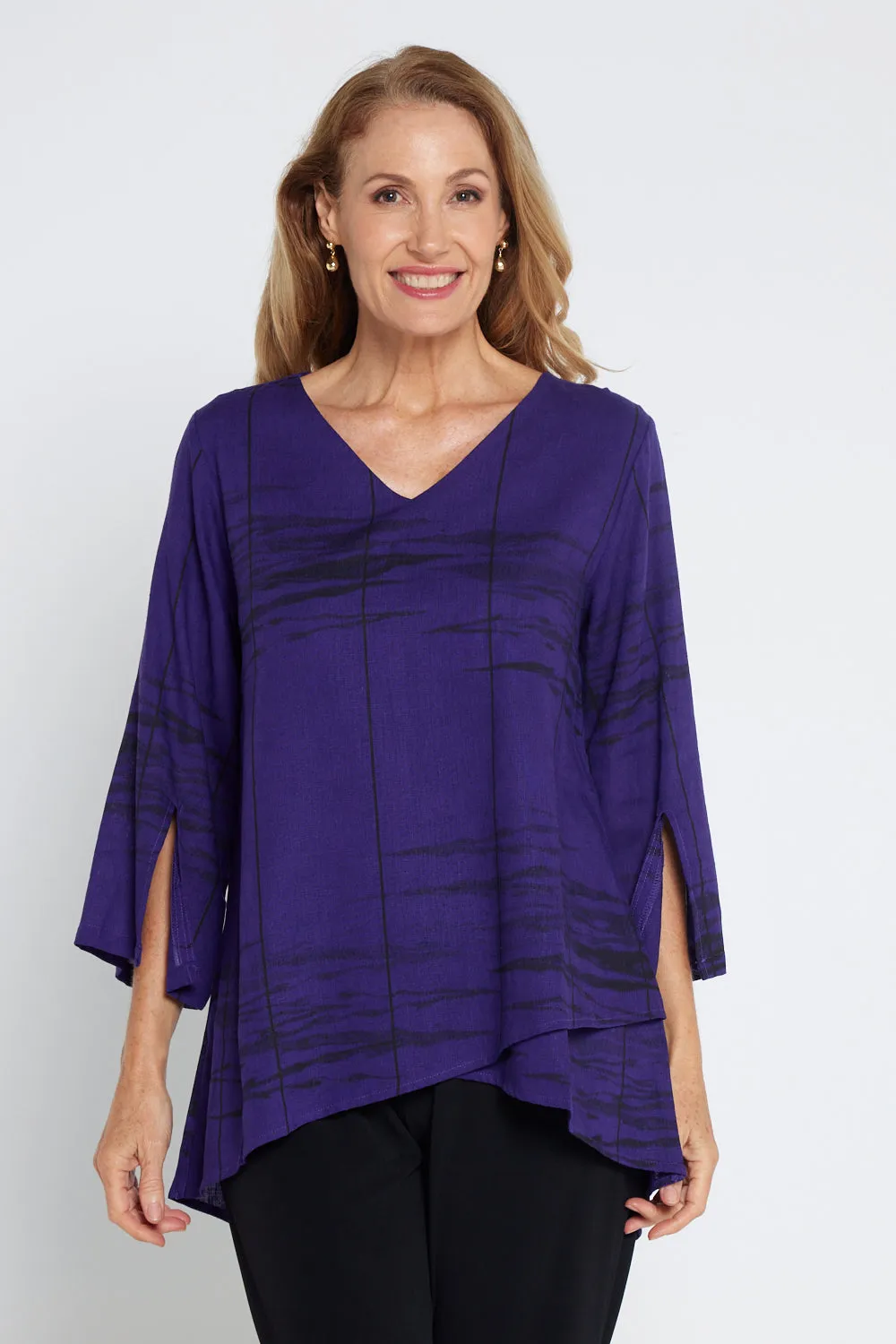 Talia Top - Purple Print