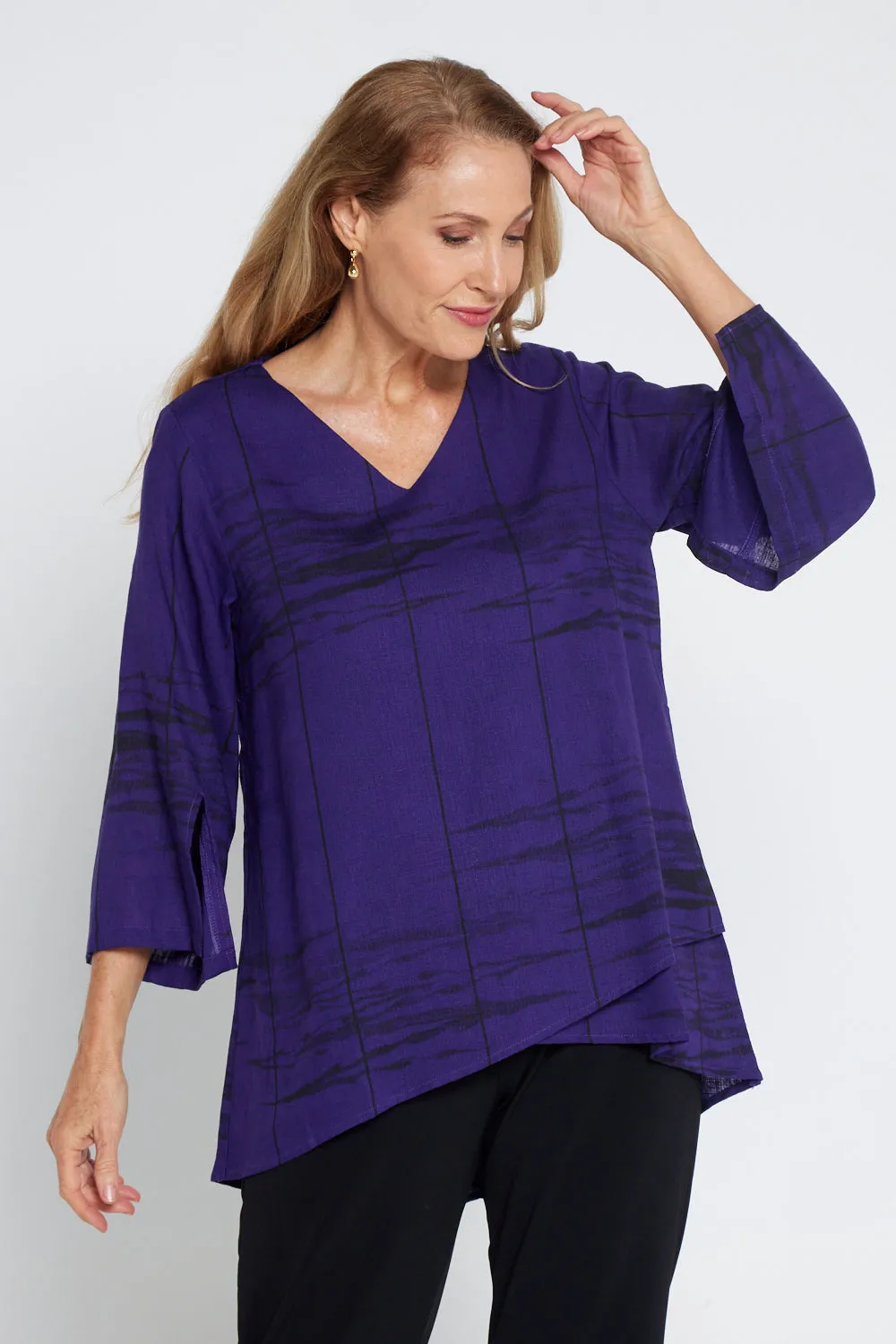 Talia Top - Purple Print