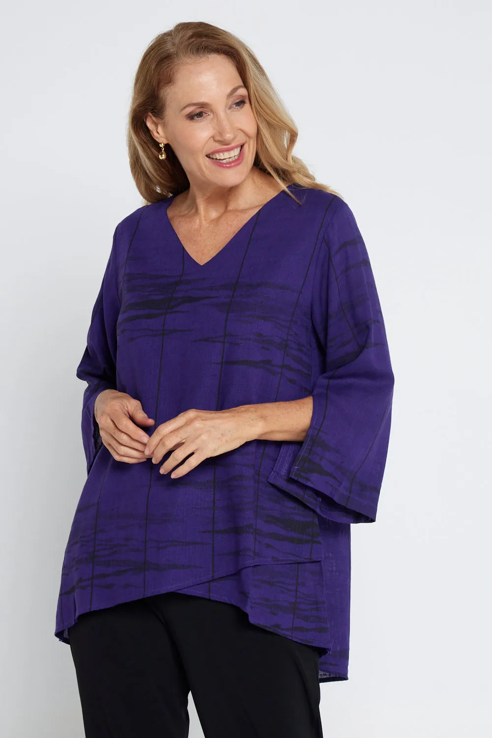 Talia Top - Purple Print