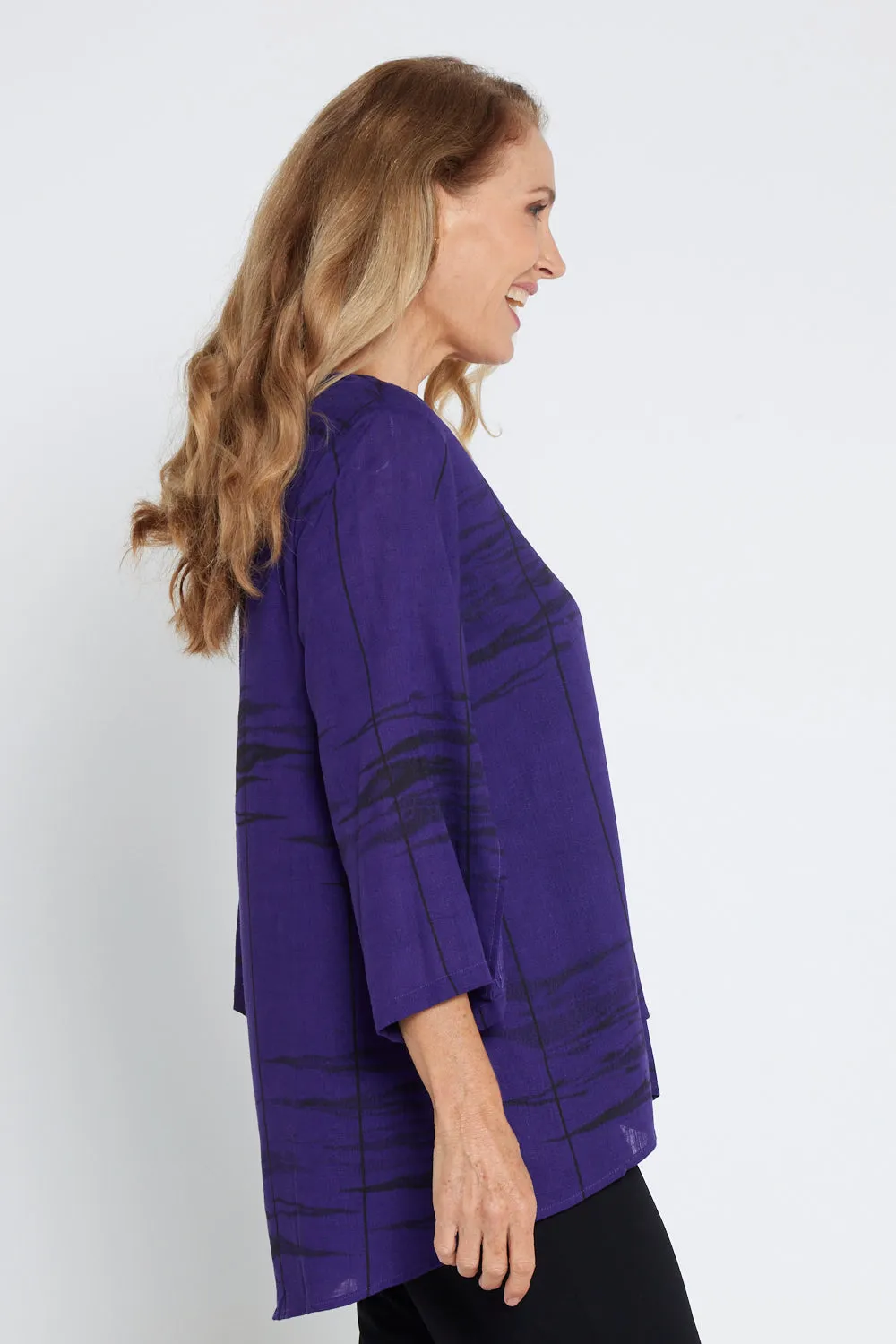 Talia Top - Purple Print