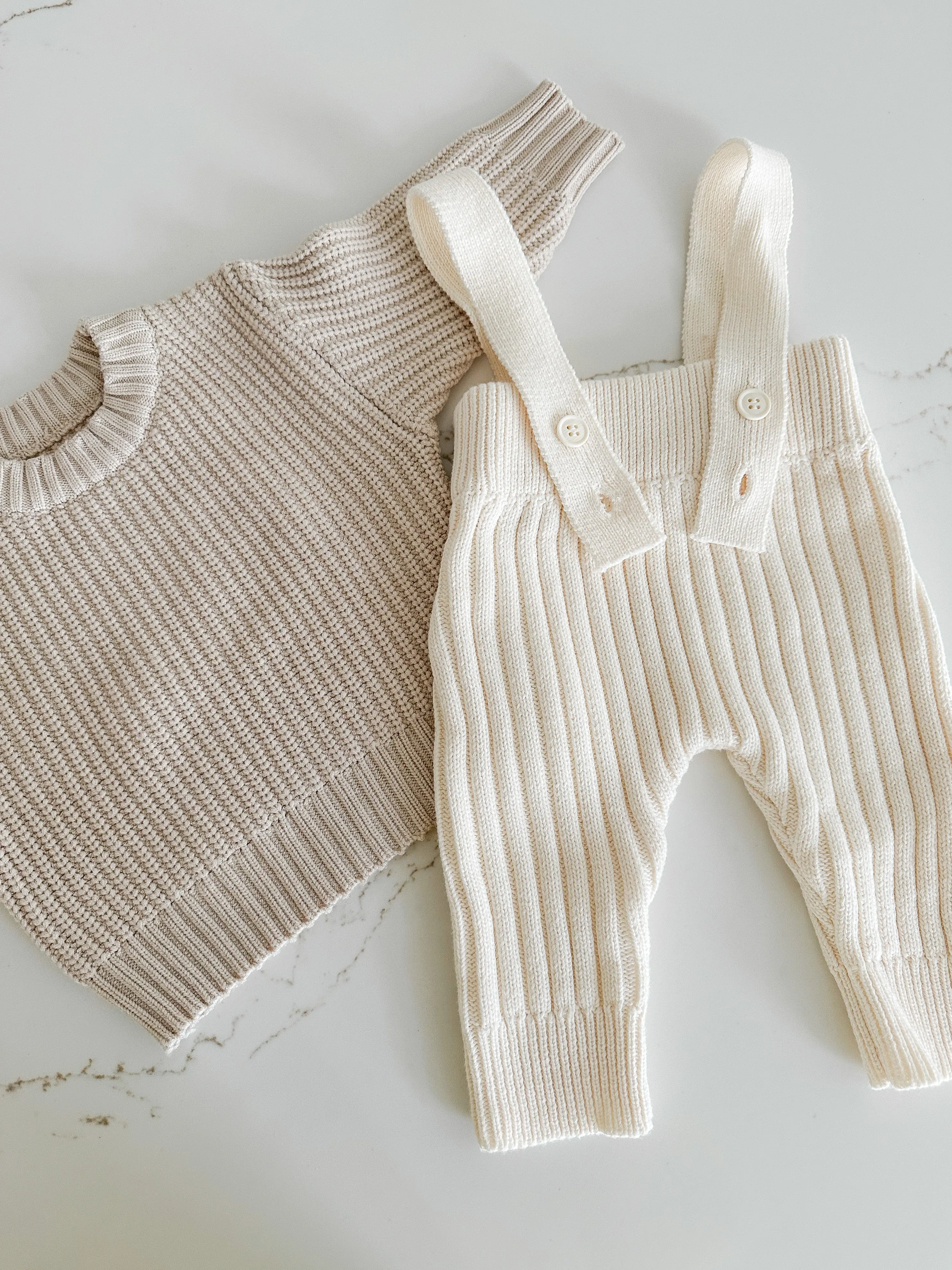 Textured Knit Overalls