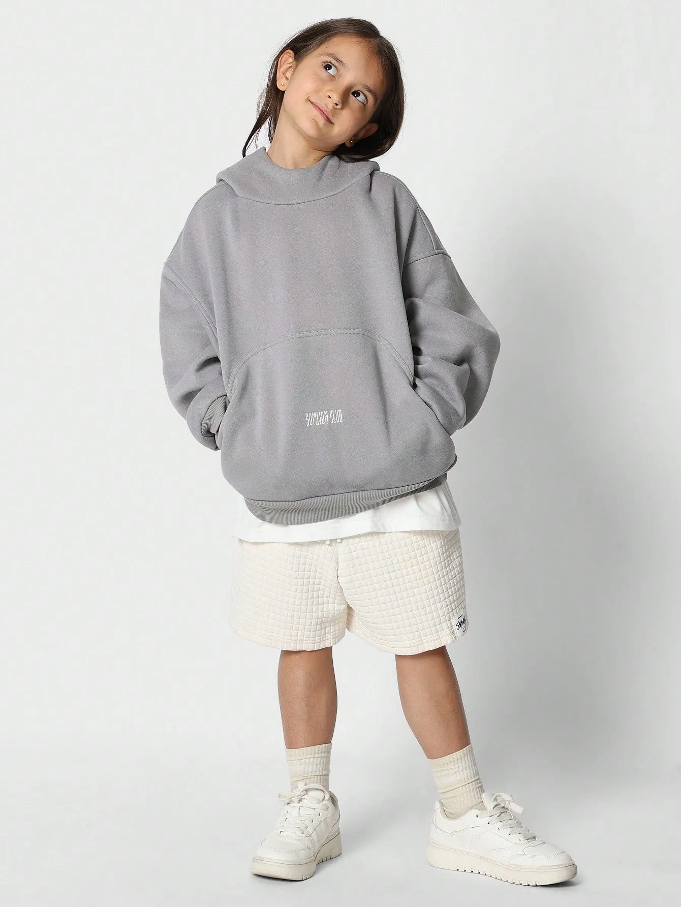 Tween Girls Oversized Fit Overhead Hoodie With Embroidery