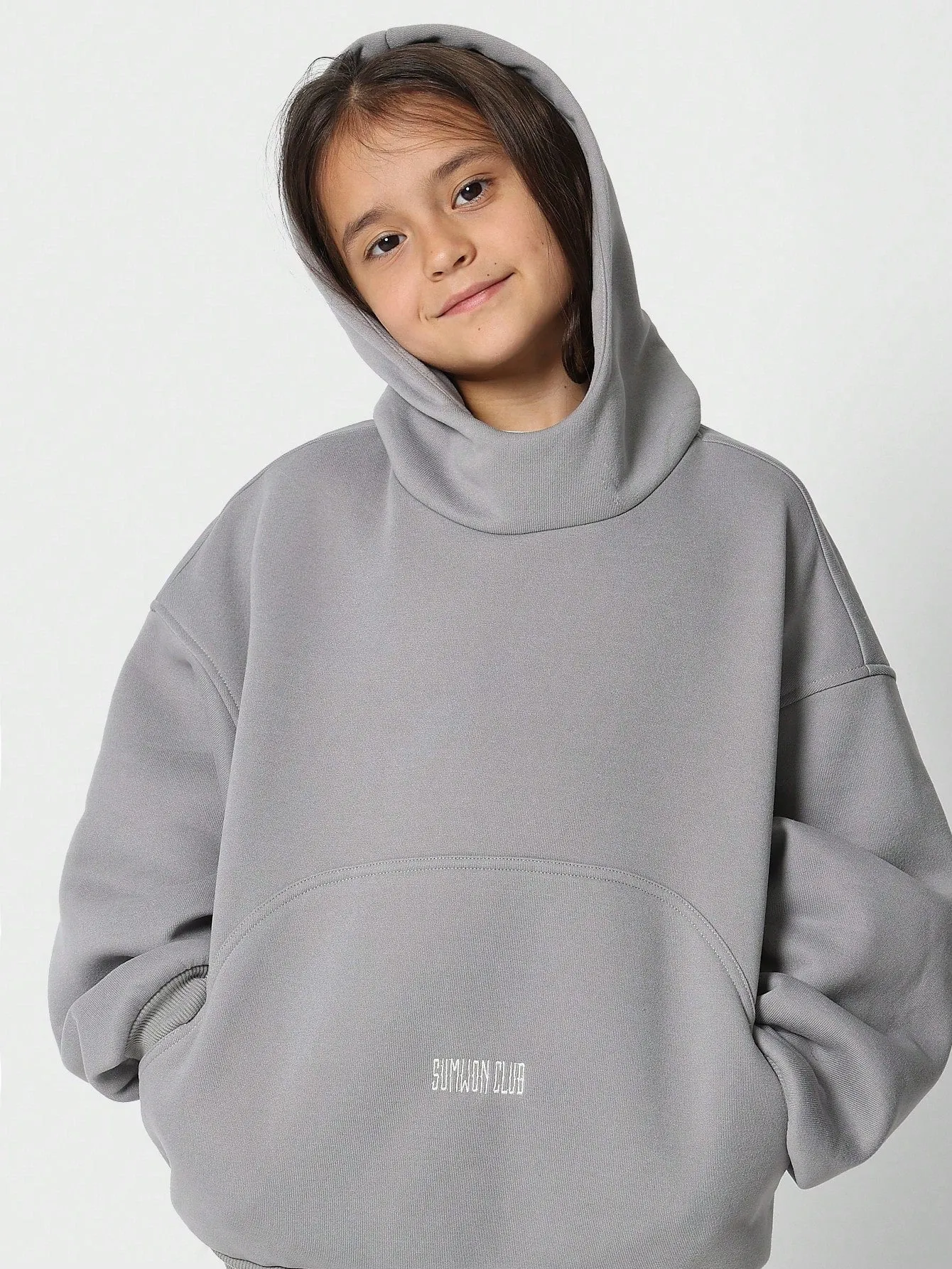 Tween Girls Oversized Fit Overhead Hoodie With Embroidery