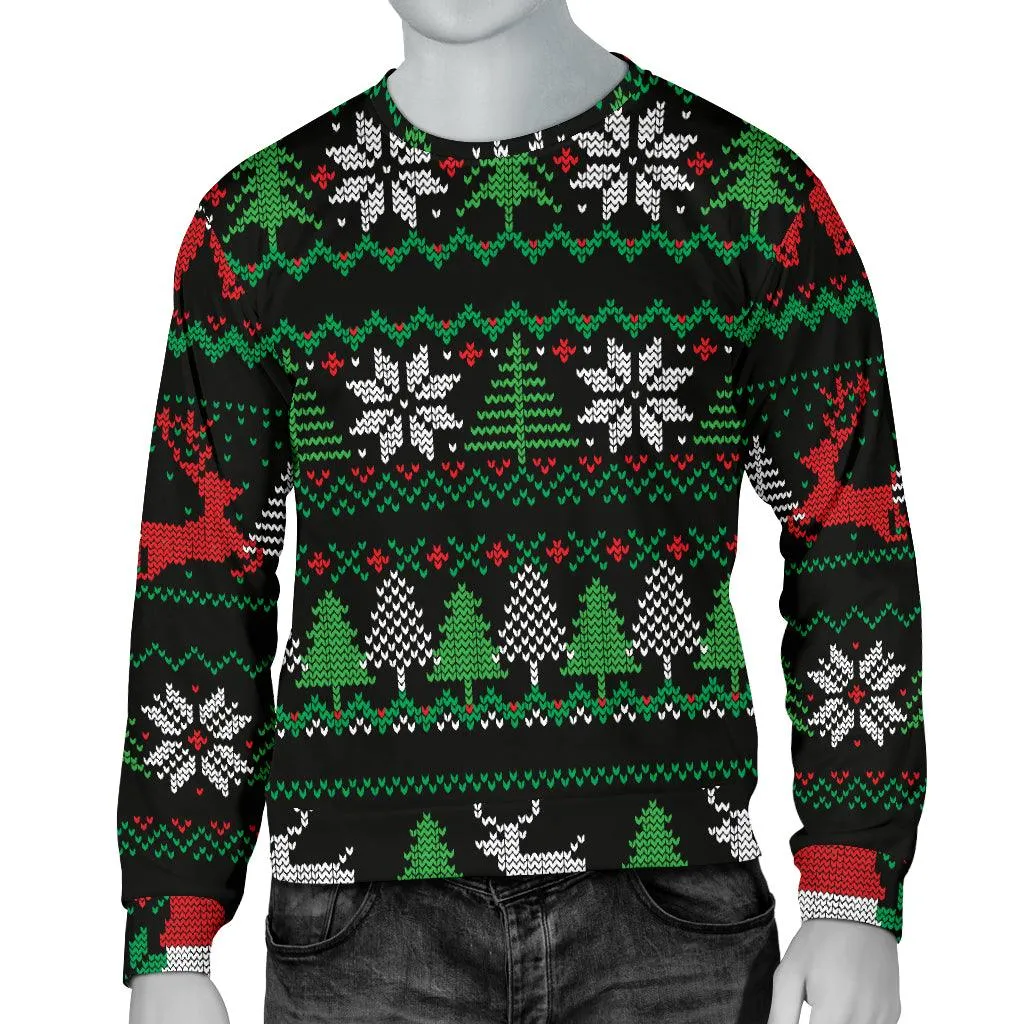 Ugly Christmas Red Green Black Men's Sweater