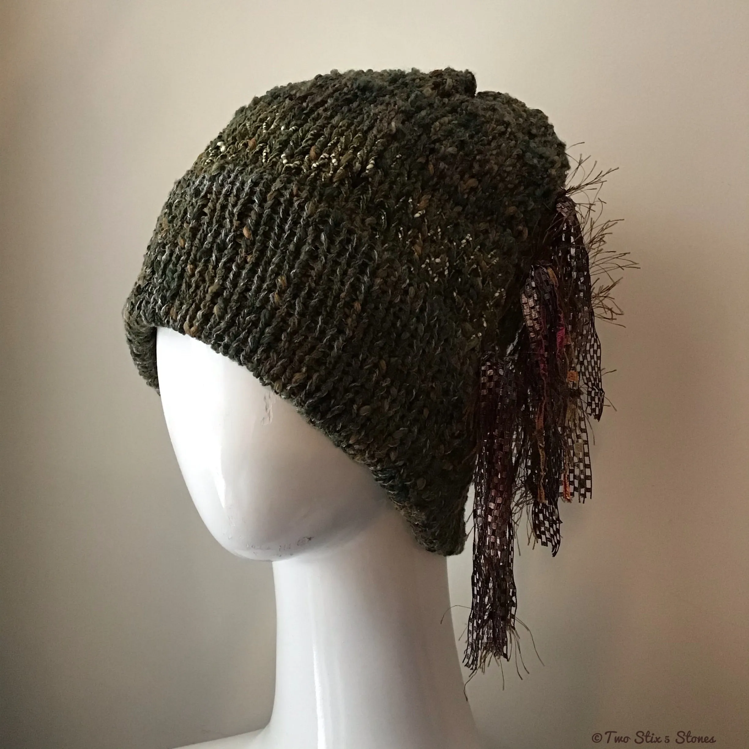 Unisex Green Tweed Signature *Funky Chic* Slouchy Beanie w/Brim